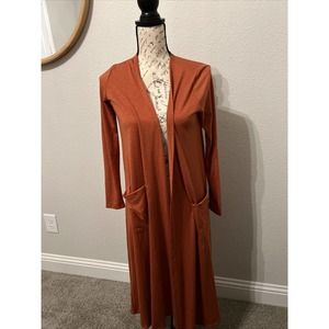 EUC Lularoe Rust Orange Sarah Duster Cardigan Sweater Women's Size Small********